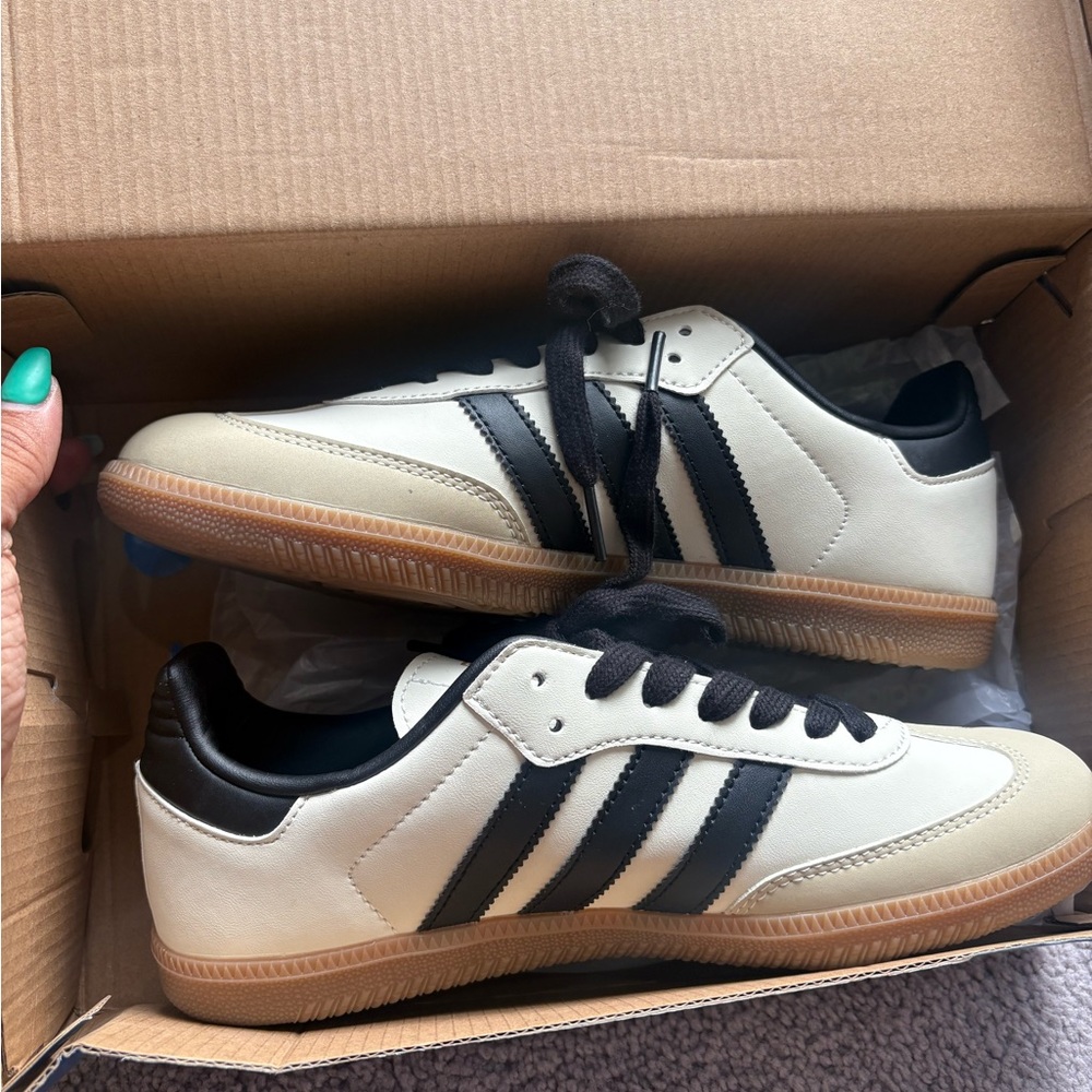 Adidas Samba Cream and Black Sneakers